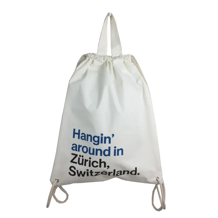 Eco Custom Canvas Cotton Tote DrawString Pose med udskrivning